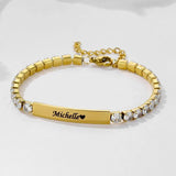 Personalized Stainless Steel Diamond Bracelet Cuban Chain ID Bracelet
