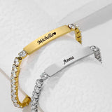Personalized Stainless Steel Diamond Bracelet Cuban Chain ID Bracelet