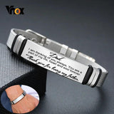 Men's Stainless Steel Engrave ID Tag Bracelets Dad Gift Adjustable Length