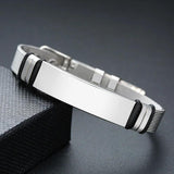 Men's Stainless Steel Engrave ID Tag Bracelets Dad Gift Adjustable Length