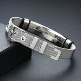 Men's Stainless Steel Engrave ID Tag Bracelets Dad Gift Adjustable Length