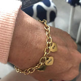 Engraved Name Bracelet Stainless Steel Heart Charm for Women