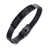 Engraved Mens Leather Bracelet with Stainless Steel ID Tag