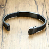 Engraved Mens Leather Bracelet with Stainless Steel ID Tag