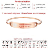 Rose Gold Type 1 Diabetes Medical Women Cuff Bracelet