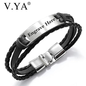 Punk Multilayer Bracelet Stainless Steel Engrave Bangle