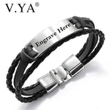 Punk Multilayer Bracelet Stainless Steel Engrave Bangle
