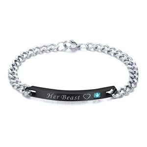 Personalized Couple Bracelet Engraved Name Year ID Stainless Steel Bangle