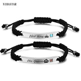 Personalized Couple Bracelet Engraved Name Year ID Stainless Steel Bangle
