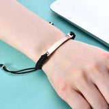 Personalized Couple Bracelet Engraved Name Year ID Stainless Steel Bangle