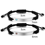 Personalized Couple Bracelet Engraved Name Year ID Stainless Steel Bangle