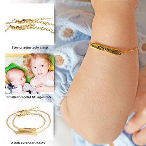 Personalized Name Bracelet for Kids Stainless Steel Engraved Adjustable Chain