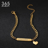 Personalized Stainless Steel Bracelet with Heart Pendant Name Engraving