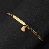 Personalized Stainless Steel Bracelet with Heart Pendant Name Engraving