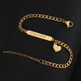 Personalized Stainless Steel Bracelet with Heart Pendant Name Engraving