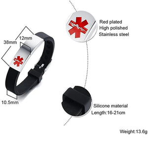 Personalized DIY Men's Medical Alert ID Bracelet Adjustable Length