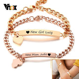 Custom Baby Mom Bracelet, Stainless Steel Chain, Born Boys Girls Gift