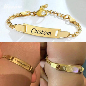 Kids Stainless Steel ID Bracelet - Custom Heart Engraving