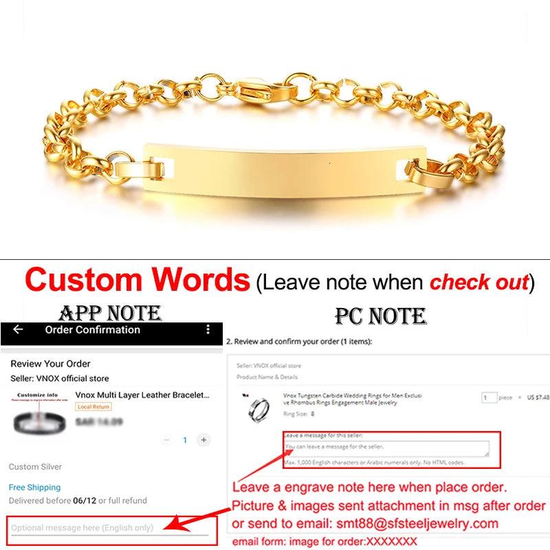 Personalized Stainless Steel ID Bracelets for Couples