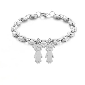 Customized Stainless Steel Coffee Beans Chains Bracelet with Name Pendant
