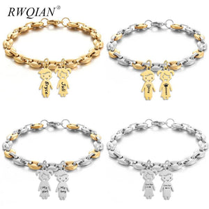 Customized Stainless Steel Coffee Beans Chains Bracelet with Name Pendant
