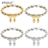Customized Stainless Steel Coffee Beans Chains Bracelet with Name Pendant