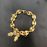 Customized Stainless Steel Coffee Beans Chains Bracelet with Name Pendant