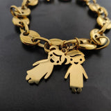 Customized Stainless Steel Coffee Beans Chains Bracelet with Name Pendant