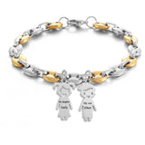 Customized Stainless Steel Coffee Beans Chains Bracelet with Name Pendant