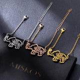 Personalized Name Bracelet Elephant Charm Stainless Steel Chain Letter