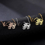 Personalized Name Bracelet Elephant Charm Stainless Steel Chain Letter