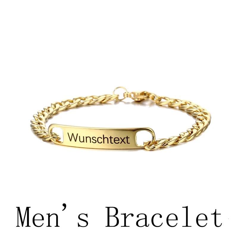 Engraving Nameplate Couple Bracelet Personalized Id Tag Bracelets