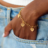 Custom Engraved Name Bracelet Stainless Steel Chain Heart Charm Bracelet Women