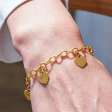 Custom Engraved Name Bracelet Stainless Steel Chain Heart Charm Bracelet Women