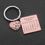 Heart Photo Name Keychain Baby Birth Date Calendar Tag