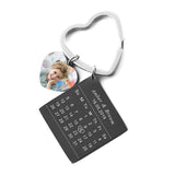 Heart Photo Name Keychain Baby Birth Date Calendar Tag