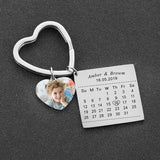 Heart Photo Name Keychain Baby Birth Date Calendar Tag