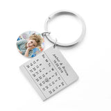 Personalized Couple Name Calendar Birth Date Tag Keychain Heart Keyring