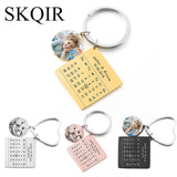 Personalized Couple Name Calendar Birth Date Tag Keychain Heart Keyring