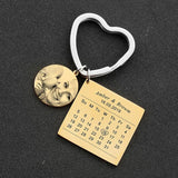 Personalized Couple Name Calendar Birth Date Tag Keychain Heart Keyring