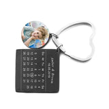 Personalized Couple Name Calendar Birth Date Tag Keychain Heart Keyring