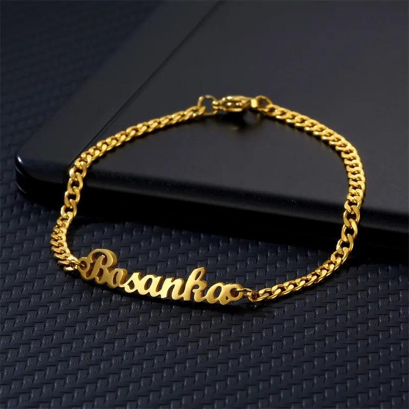 Personalized Cuban Chain Name Bracelet Stainless Steel Men Women Jewelry