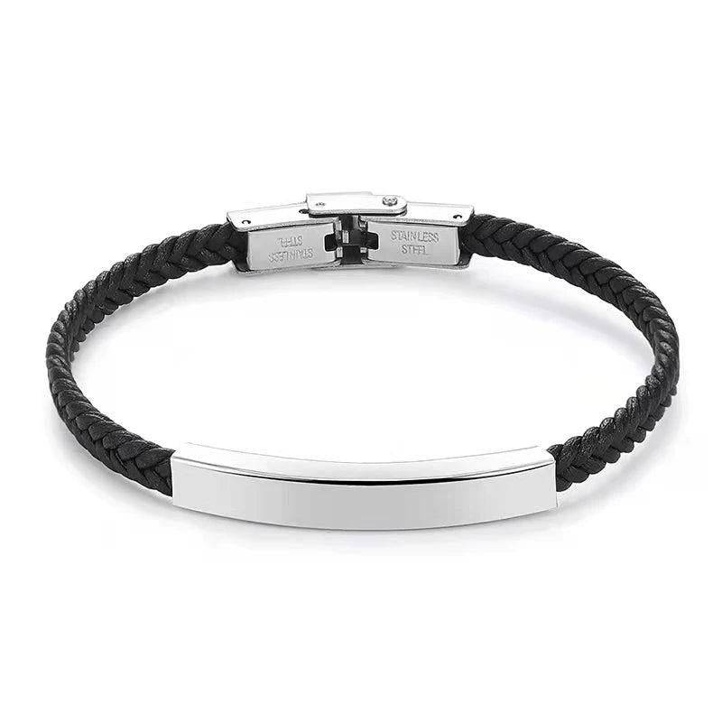 SHOUMAN Couple Bracelet Personalized ID Woven Stainless Steel Red Valentine