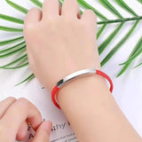 SHOUMAN Couple Bracelet Personalized ID Woven Stainless Steel Red Valentine