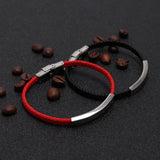 SHOUMAN Couple Bracelet Personalized ID Woven Stainless Steel Red Valentine
