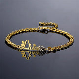 Name Bracelet Women Cuban Bracelet Zircon Heart Letter Jewelry