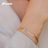Name Bracelet Women Cuban Bracelet Zircon Heart Letter Jewelry