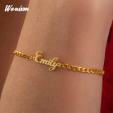 Name Bracelet Women Cuban Bracelet Zircon Heart Letter Jewelry