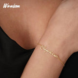Name Bracelet Women Cuban Bracelet Zircon Heart Letter Jewelry