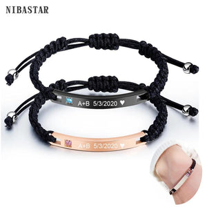 NIBASTAR Stainless Steel Adjustable Couple Bracelet